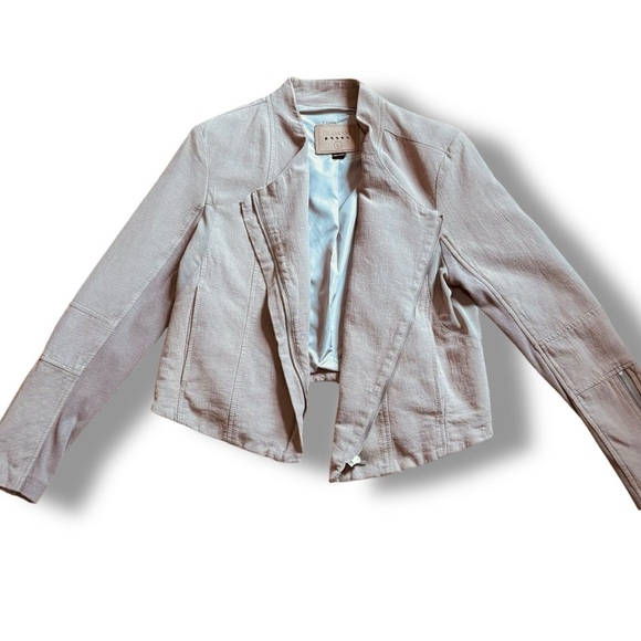 Blank NYC Beige Tan Moto-Style Jacket – Size Large - Picture 2 of 11